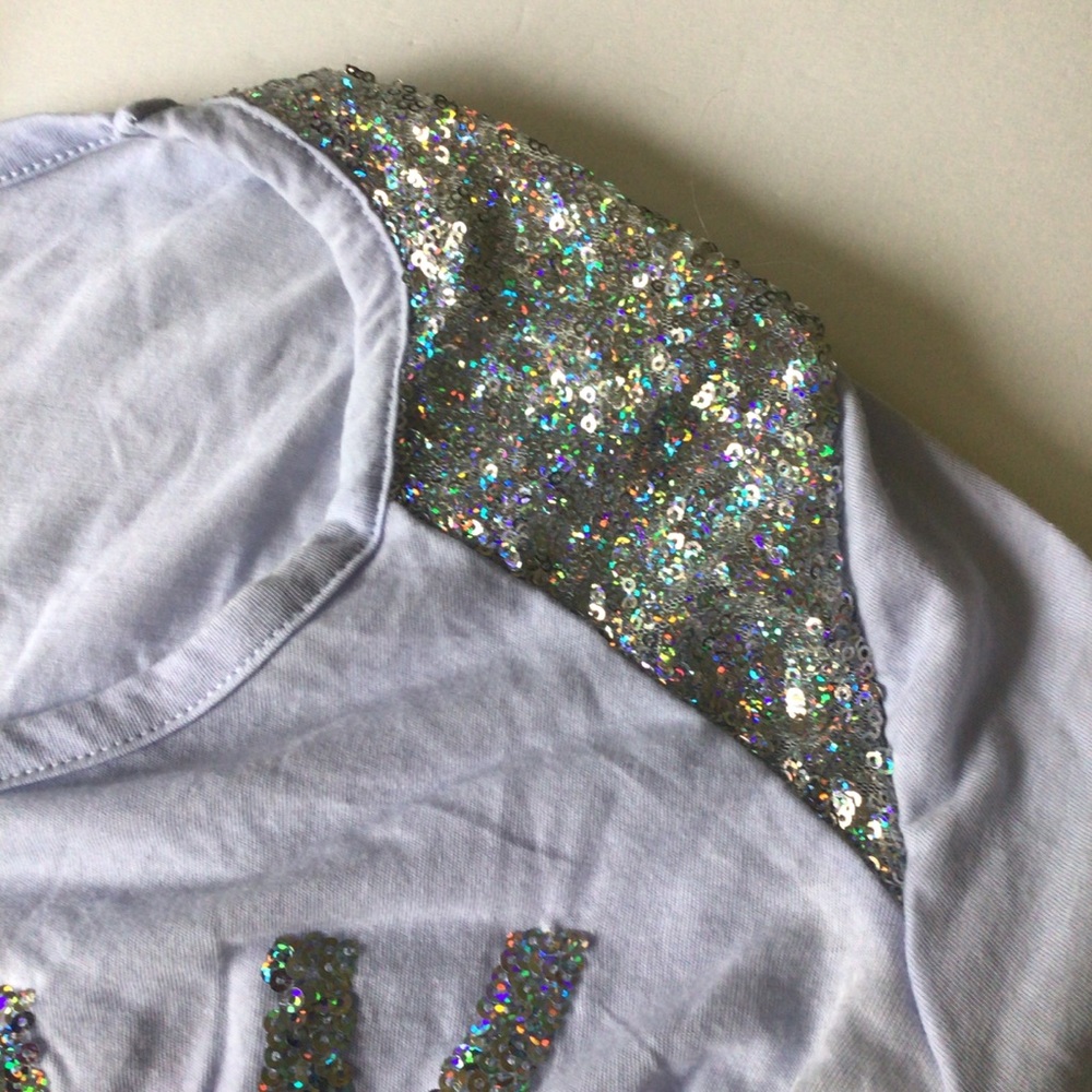 VICTORIAS SECRET PINK Y2K PURPLE SEQUIN TEE XS - Picture 10 of 14